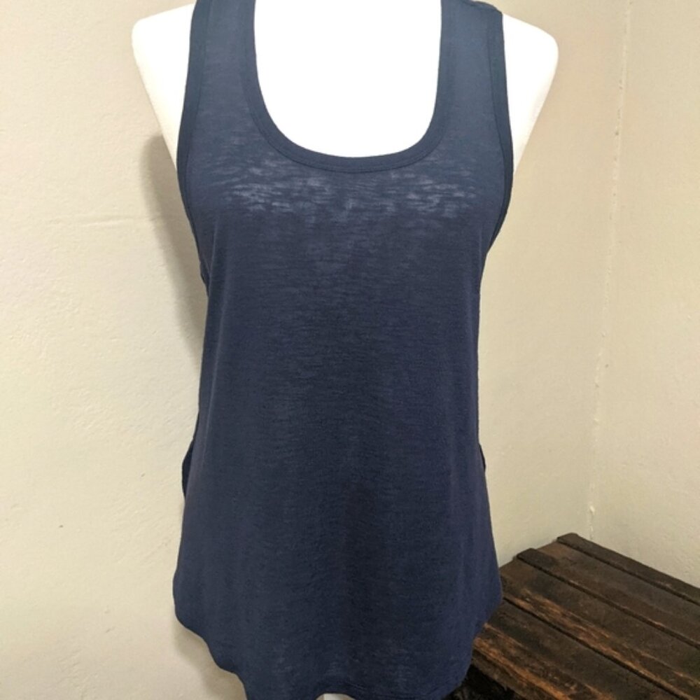 Athleta I  Navy Blue Burnout Athleisure Sleeveless Tank Top I Size XL